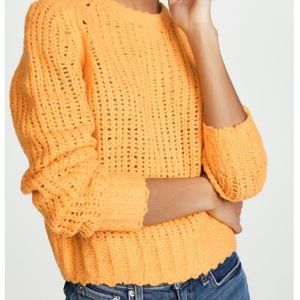 Rag & Bone Womens 100% Merino Wool Knit Arizona Sweater with Crew Neck Marigold